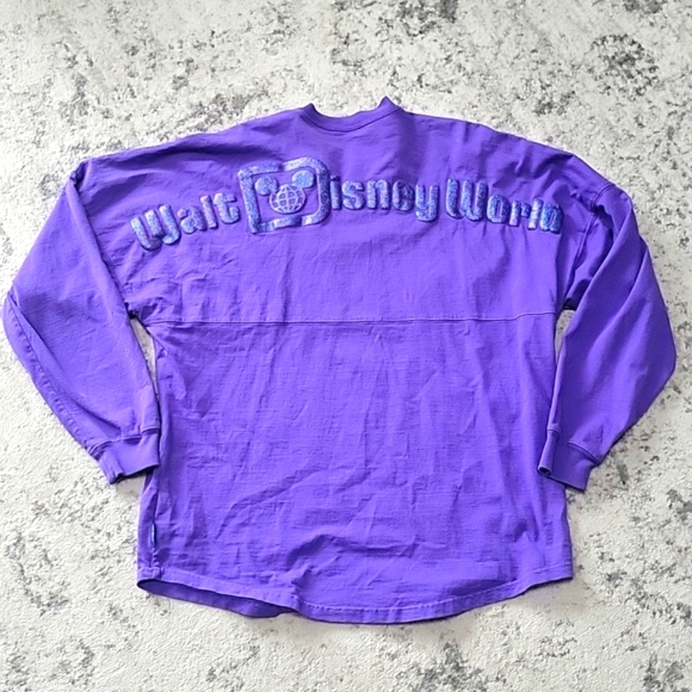Walt Disney World authentic purple glitter print logo "Spirit Jersey" tee